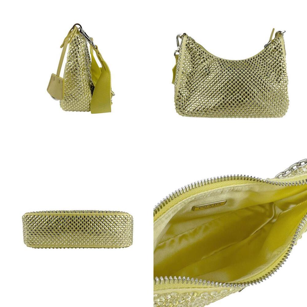 Prada shoulder bag satin rhinestones yellow - Picture 2 of 4